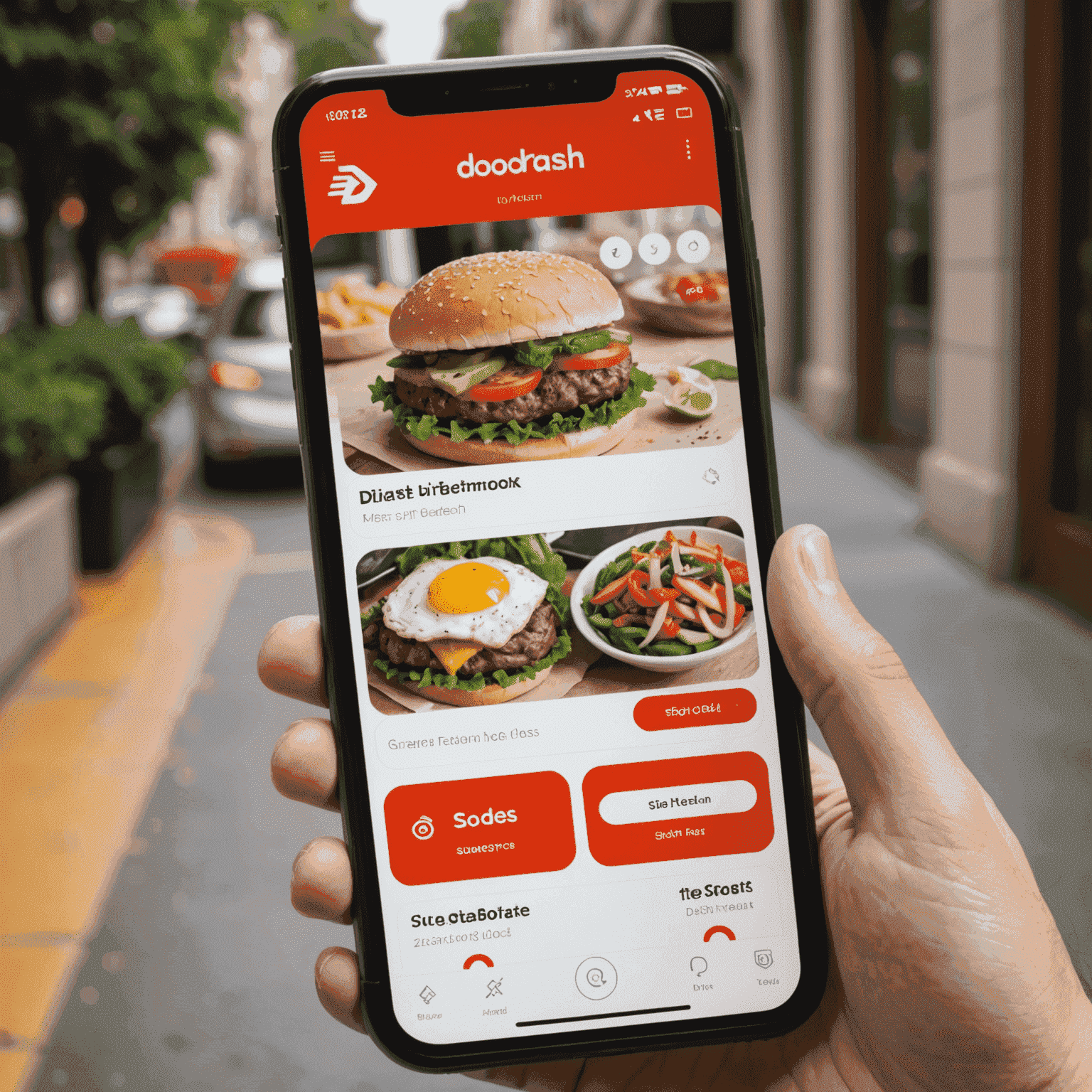 A smartphone displaying the DoorDash app interface with a prominent 'Customize Order' button. The screen shows a partially prepared meal in the background, emphasizing the real-time nature of the feature.